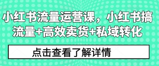 《小红书流量运营课》小红书搞流量+高效卖货+私域转化